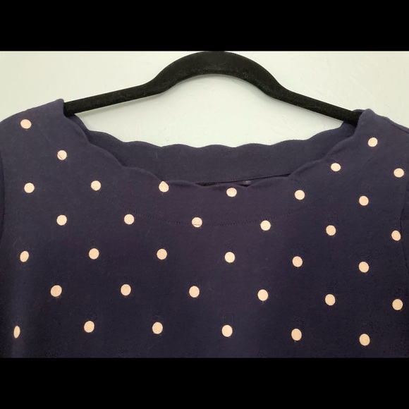 Talbots-LP-Blue w/Tan Polka Dots Top - Picture 2 of 5